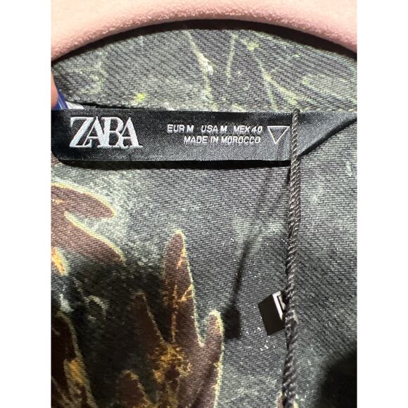 ZARA Mens Camouflage Outdoors Denimwear Button Down Long Sleeve Overshirt Size M - Picture 8 of 10